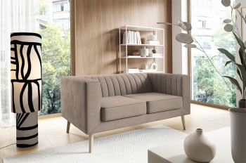 Sofa Angelika 2 elegancka z pionowym pikowaniem tkanina Velutto 03