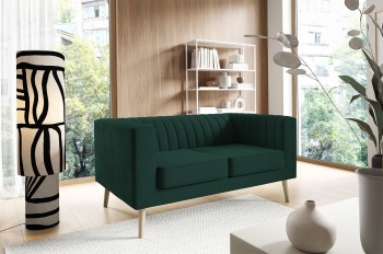 Sofa Angelika 2 z dekoracyjnymi przeszyciami i drewnianymi nogami Velutto 10