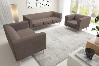 Zestaw Kimi minimalistyczny zestaw sofa fotel materiał Velutto 29