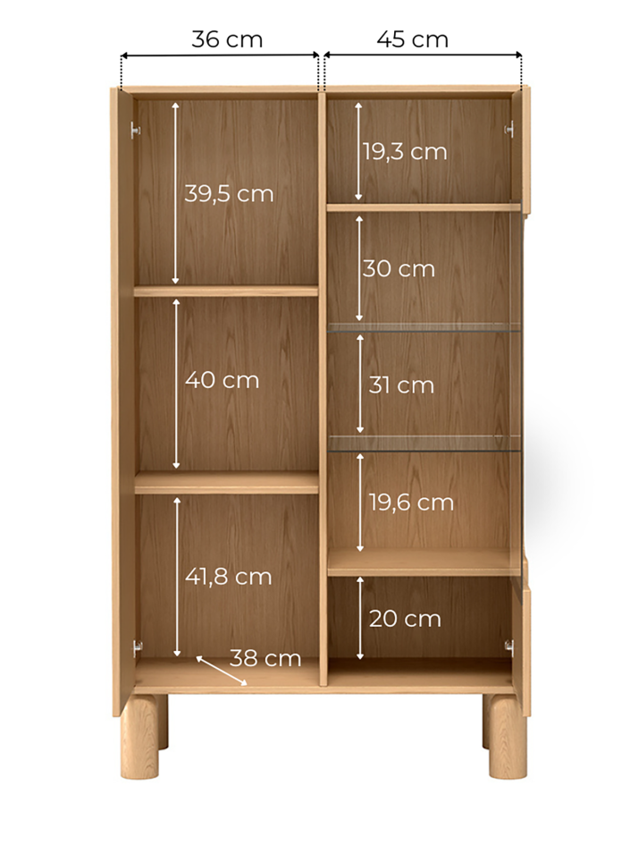 Witryna Sanden 3 elegancka witryna z przeszklonym frontem dąb Bookmatch #9