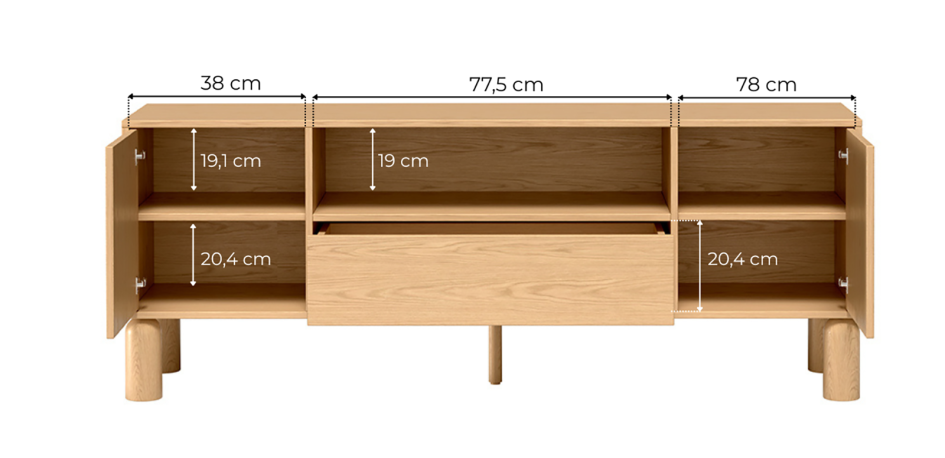 Szafka RTV Sanden 6 pojemna szafka do salonu w minimalistycznym stylu dąb Bookmatch #7