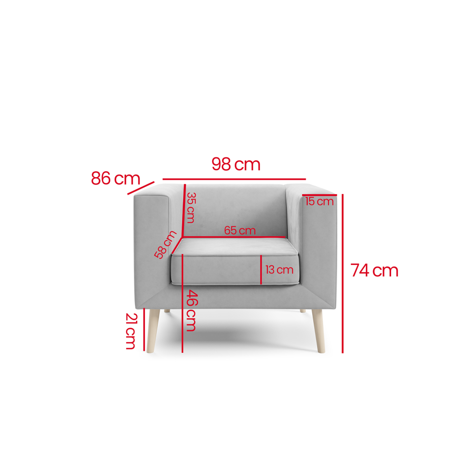 Sofa Kimi 1 nowoczesna sofa z głębokim siedziskiem tkanina Velutto 03 #6