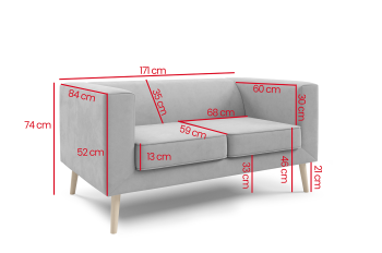 Sofa Kimi 2 premium z miękkim siedziskiem Velutto 19