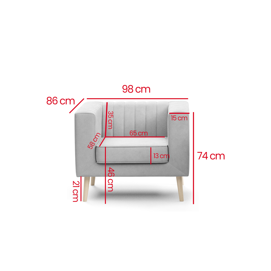 Sofa Angelika 1 z eleganckimi pionowymi przeszyciami tkanina Velutto 19 #6