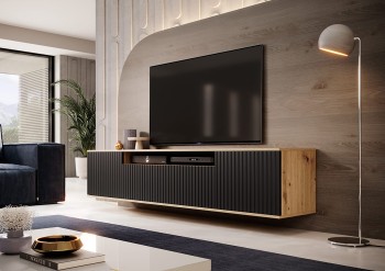Komoda Capri Premium RTV 180 wisząca lamele artisan czarny 