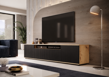 Komoda Capri Premium RTV 180 cm lamele na niskich nóżkach 