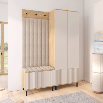Garderoba Zora wersja 1 frezowana wysokie nóżki  Dąb Cremona Cashmere Trinity 02