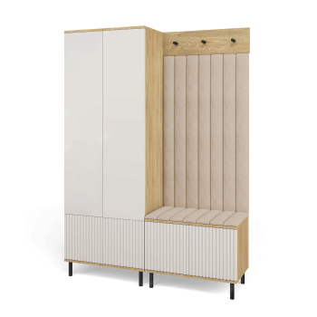 Garderoba Zora wersja 1 frezowana wysokie nóżki  Dąb Cremona Cashmere Trinity 02