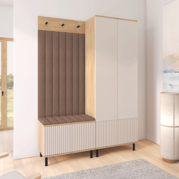 Garderoba Zora 1 do przedpokoju frezowana Dąb Cremona Cashmere Trinity 07