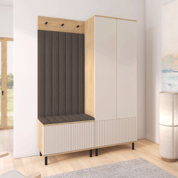 Garderoba Zora wersja 1 z frezowanymi frontami Dąb Cremona Cashmere Trinity 08