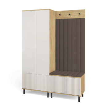 Garderoba Zora wersja 1 z frezowanymi frontami Dąb Cremona Cashmere Trinity 08
