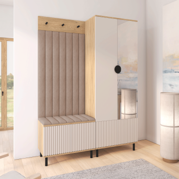 Garderoba Zora 1 nowoczesna garderoba z lustrem Cashmere Dąb Cremona Trinity 05