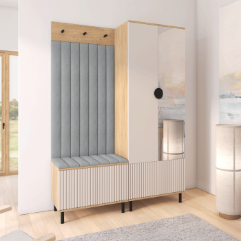 Garderoba Zora frezowana wersja 1 z lustrem Dąb Cremona Cashmere Trinity 14