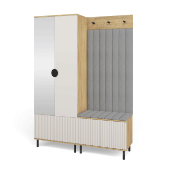 Garderoba Zora frezowana wersja 1 z lustrem Dąb Cremona Cashmere Trinity 14