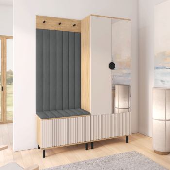 Garderoba Zora 1 minimalistyczna garderoba wysokie nóżki lustro Trinity 15