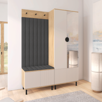 Garderoba Zora wersja 1 z lustrem i frezowanymi frontami Cashmere Trinity 16
