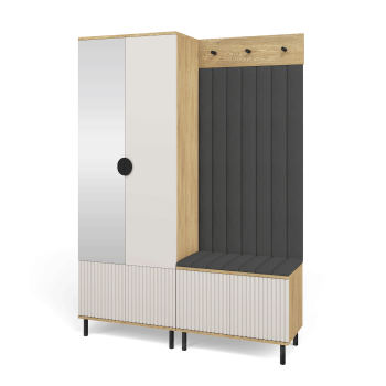 Garderoba Zora wersja 1 z lustrem i frezowanymi frontami Cashmere Trinity 16