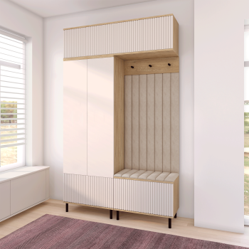 Garderoba Zora 2 stylowa garderoba panele tapicerowane Dąb Cremona Cashmere Trinity 02