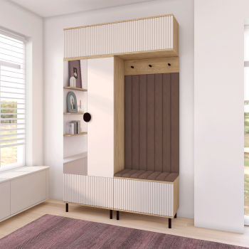 Garderoba Zora 2 elegancka garderoba do przedpokoju z lustrem Dąb Cremona Cashmere Trinity 07
