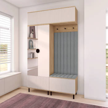 Garderoba Zora 2 stylowa garderoba wysokie nóżki lustro Dąb Cremona Cashmere Trinity 14