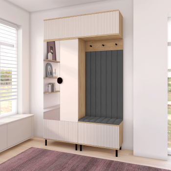 Garderoba Zora 2 nowoczesny przedpokój z lustrem Dąb Cremona Cashmere Trinity 15