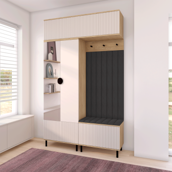 Garderoba Zora 2 nowoczesna garderoba lustro wysokie nogi Dąb Cremona Cashmere Trinity 16