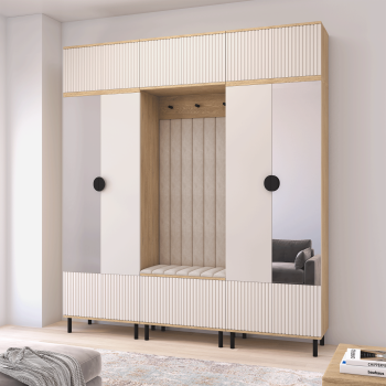 Garderoba Zora 3 z lustrem nowoczesny przedpokój Dąb Cremona Cashmere Trinity 02