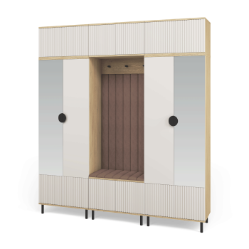 Garderoba Zora 3 minimalistyczna garderoba z lustrem Dąb Cremona Cashmere Trinity 07