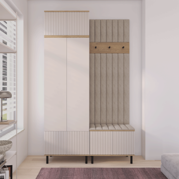 Garderoba Zora 4 nowoczesny zestaw do przedpokoju Dąb Cremona Cashmere Trinity 03