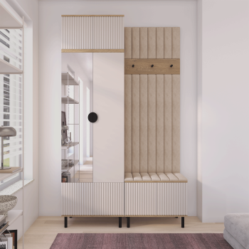 Garderoba Zora 4 nowoczesny przedpokój z lustrem Cashmere Trinity 02