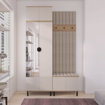 Garderoba Zora 4 elegancka garderoba z lustrem Dąb Cremona Cashmere Trinity 03