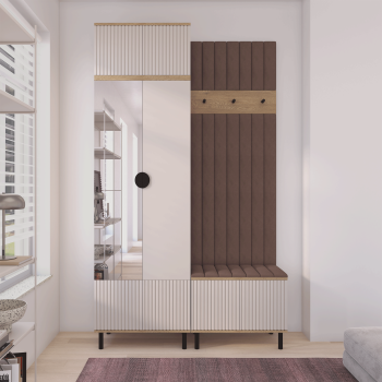 Garderoba Zora 4 minimalistyczna garderoba z lustrem wysokie nogi Trinity 07