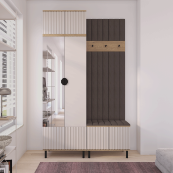 Garderoba Zora 4 frezowane fronty z lustrem Dąb Cremona Cashmere Trinity 08