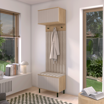 Garderoba Zora 5 frezowany komplet do holu wysokie nóżki Cashmere Trinity 03