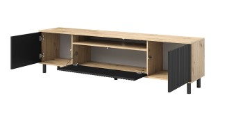 Komoda Capri Premium RTV 180 cm do salonu na wysokich nogach  Dąb artisan czarny