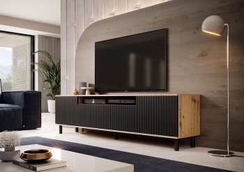 Komoda Capri Premium RTV 180 cm do salonu na wysokich nogach  Dąb artisan czarny
