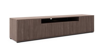 Szafka RTV Capri 200 cm na niskich nóżkach do salonu Ciemne drewno