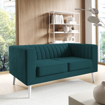Sofa Angelika 2 komfortowa z pionowymi przeszyciami Velutto 36