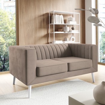 Sofa Angelika 2 elegancka z pionowym pikowaniem tkanina Velutto 03