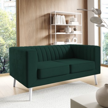 Sofa Angelika 2 z dekoracyjnymi przeszyciami i drewnianymi nogami Velutto 10