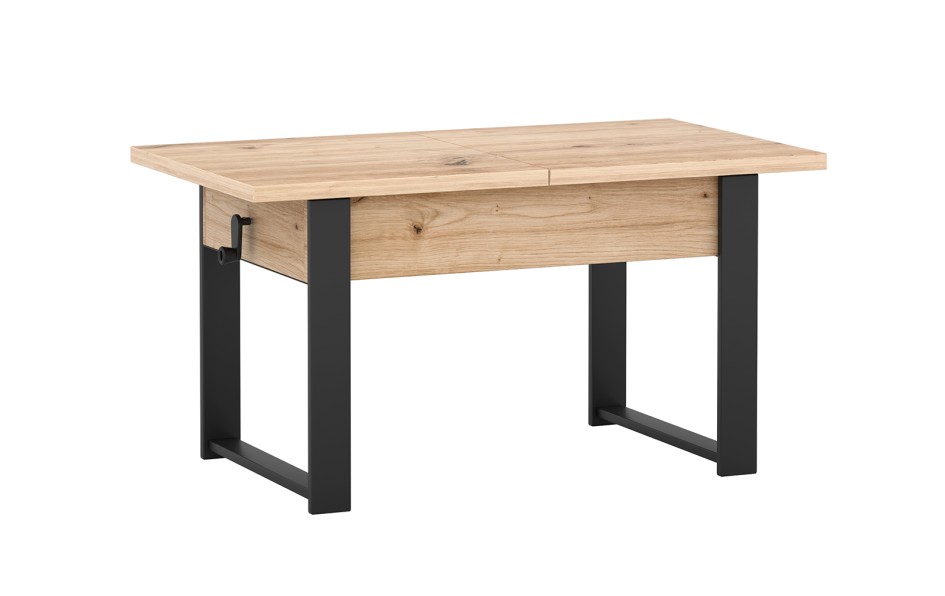 Ławostół Hugo do salonu rozkładany dąb artisan metalowe czarne nóżki #1
