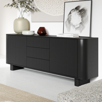 Komoda Misterio Premium 2D3S 150 cm frez zaokrąglone boki Czarna