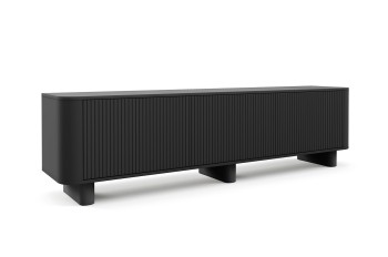 Komoda RTV Misterio 180 cm designerska szafka do salonu z frezami Czarna