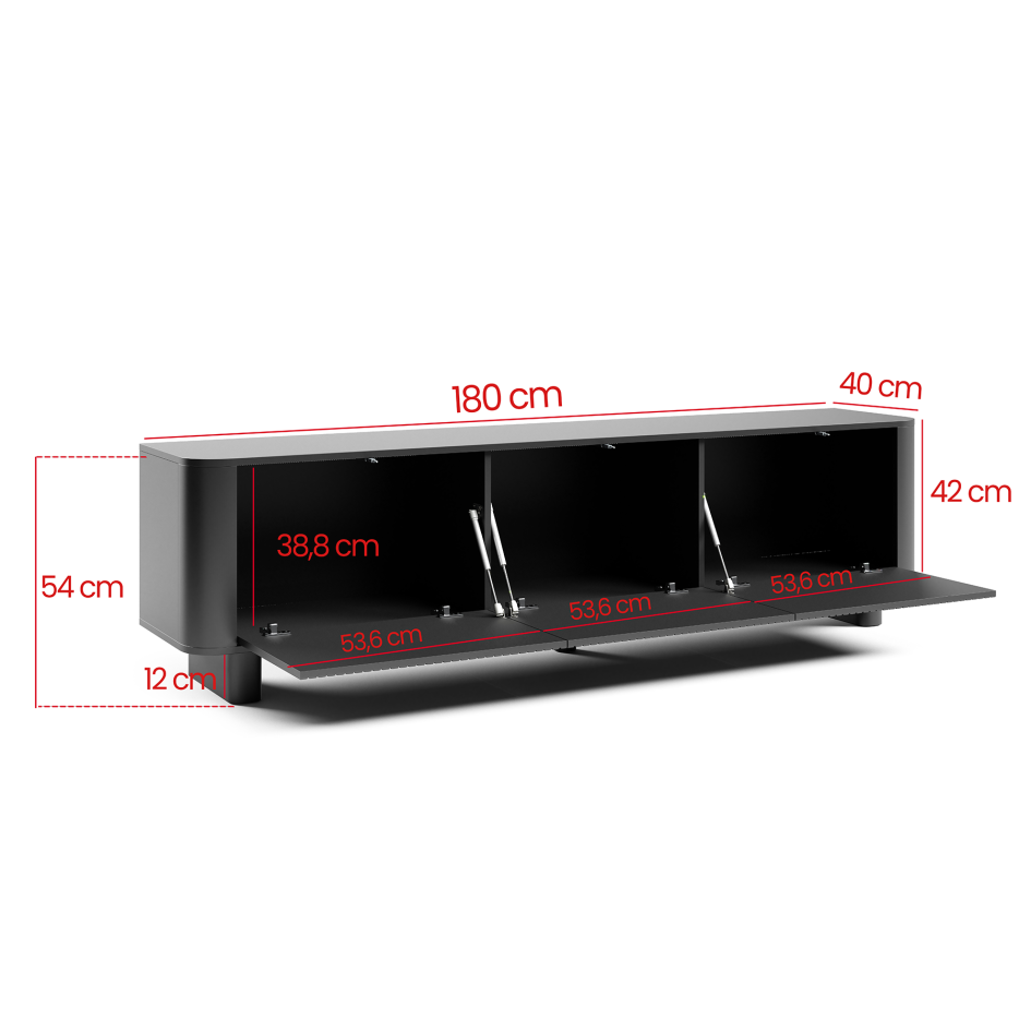 Komoda RTV Misterio 180 cm designerska szafka do salonu z frezami Czarna #3