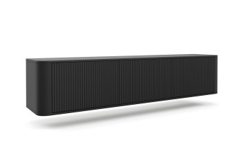 Szafka RTV Misterio 180 cm minimalistyczna z obłymi bokami  Czarna