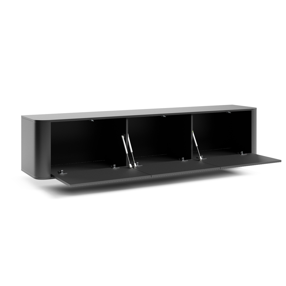 Szafka RTV Misterio 220 cm minimalistyczny design i zaokrąglone boki Czarna #4