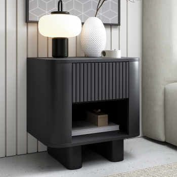 Stolik nocny Misterio Premium 50 cm z szufladą i frezowanym frontem Czarny