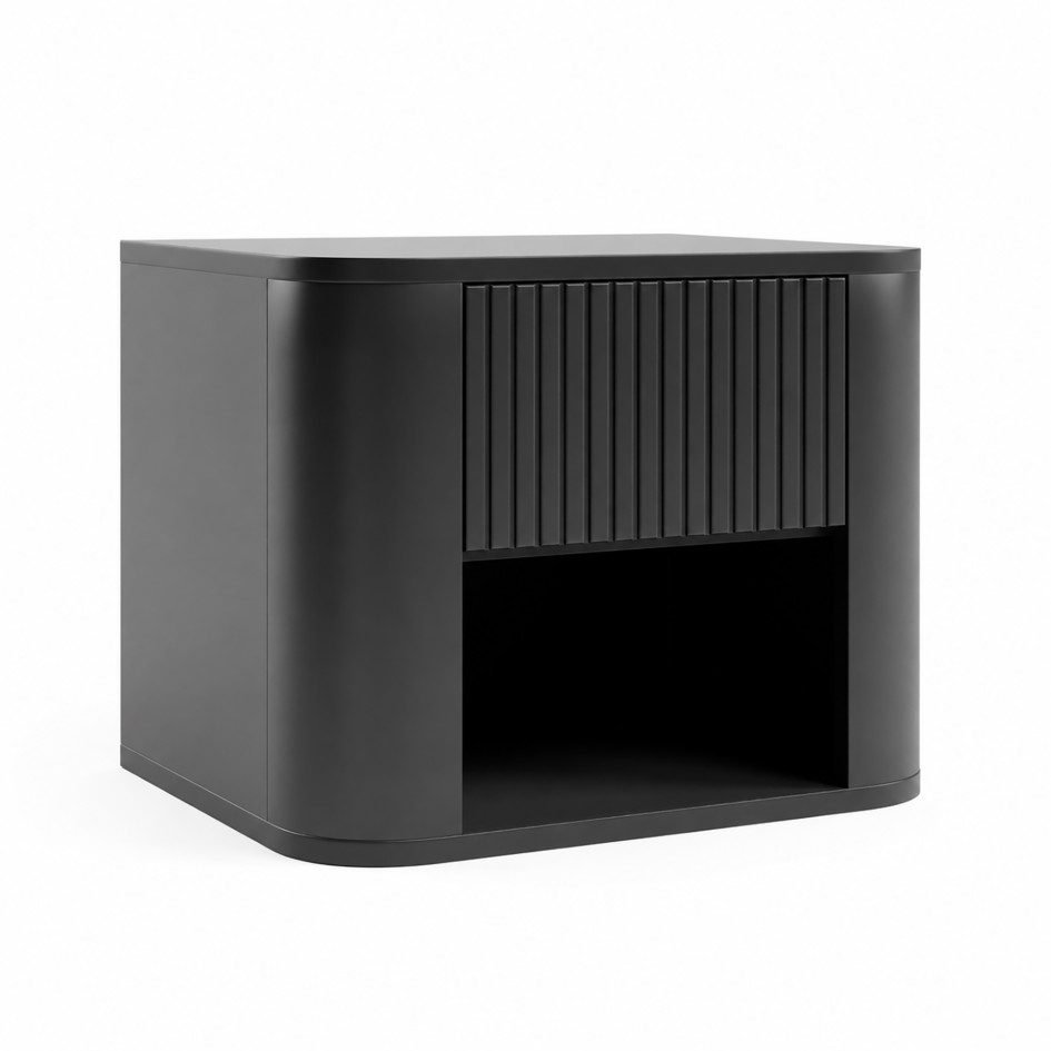 Szafka nocna Misterio Premium 50 cm nowoczesna z zaokrąglonymi bokami Czarna #2