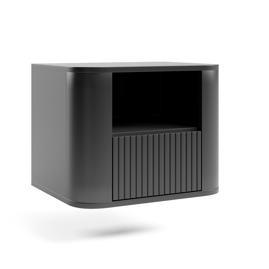 Stolik nocny Misterio Premium 50 cm z praktyczną wnęką i szufladą Czarny #2