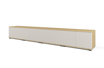 Szafka pod TV Zora 280 cm nowoczesny design i frezowane fronty Kaszmir Dąb Cremona